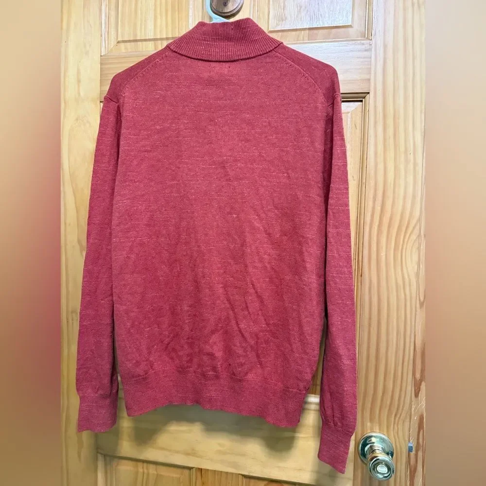 J. Crew Men's quarter Zip Sweater in copper red color